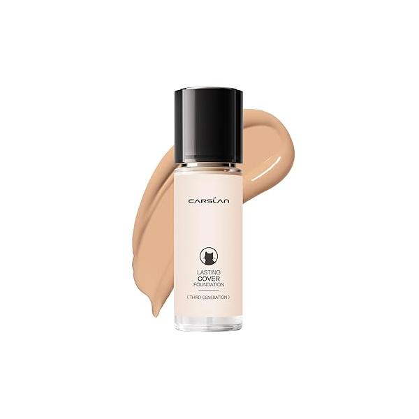 Lasting Moisture Foundation, 24H Longlasting Medium Coverage Dewy Finish Face Makeup, Poreless, Lightweight, Hydrating Liquid Foundation For Dry Skin, M02