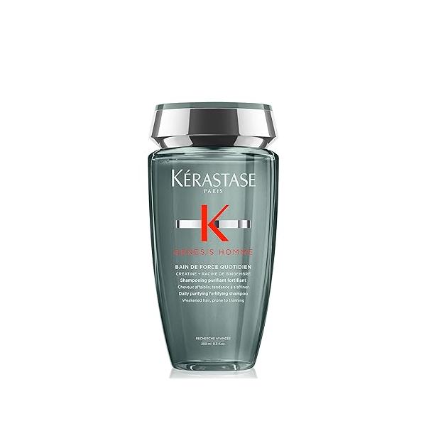 Kerastase Genesis Homme Bain De Force Shampoo For Men - Deep Cleansing & Hydrating, Weakened Hair Beard, 8.5 Fl Oz
