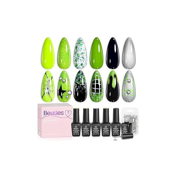 Beetles Pink Gel Nail Polish Set - 6 Colors Shimmer Kit Hot Pearl White Glitter Color Reverie Collection Soak Off Uv LED Lamp Gift for Women & Girls