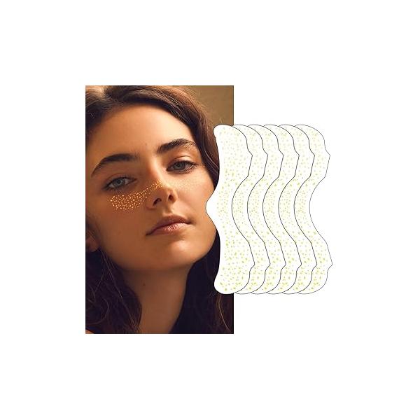 6 Pcs Silver Long Lasting Glitter Freckles, Cute Sparkle Makeup Patches, Waterproof Temporary Face Tattoo,Party Rave Accessories (Silver Pattern 1)