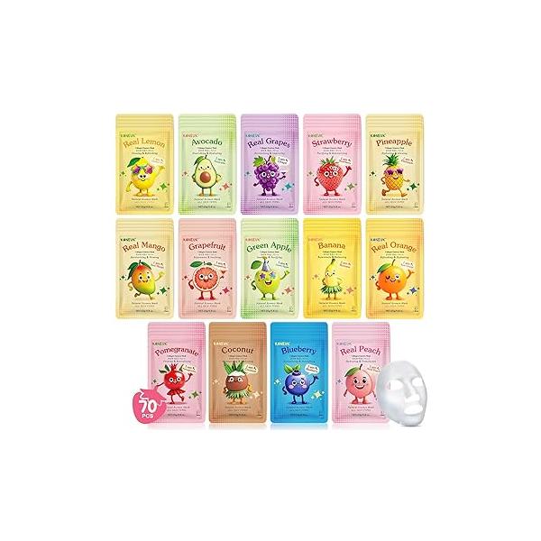 14 Pack Fruit Face Masks Skincare for Kids, Sheet Hydrating Facial Mask All Skin Types, Bulk Collagen Women Care, Birthday Party Spa Gifts Teens Girls