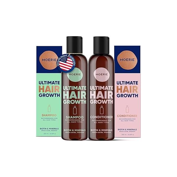 Moerie Volumizing Shampoo and Conditioner for Hair Loss - Thickening Products with Ingredients of Natural Origin Over 100 Active Thick, Long, Luscious Hair, 2 X 8.45 Fl Oz