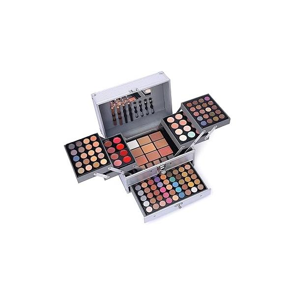 132 Color All In One Makeup Gift Set Kit- Includes 94 Eyeshadow, 12 Lip Gloss, Concealer, 5 Eyebrow powder, 3 Face Powder, Blush, Contour Shade, 2 Liners, Eye 4 Eyeshadow Brush