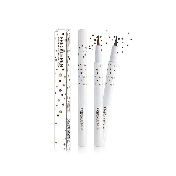 Erinde Upgrade Liquid Freckle Pen, Fake Freckles Stamp Air Cushion, Long Lasting Waterproof Quick Dry Lifelike Magic Marker for Natural Sunkissed Makeup, 01 Saddle Brown