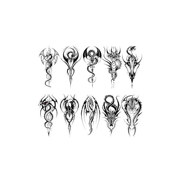 10 Sheets Large Wolf Totem Temporary Tattoos for Men Women Sleeve Fake Tattoo Black Realistic Chest Body Art Stickers