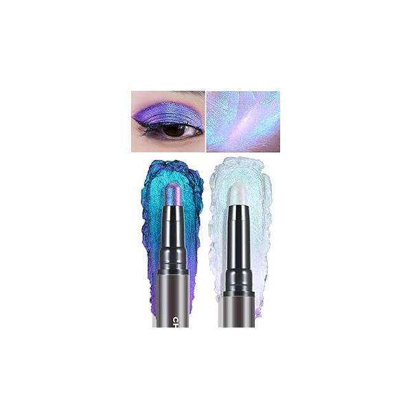CHARMACY Multichrome 2 in 1 Cream Eyeshadow Stick, Waterproof Eye Brightener Highlighter Stick Makeup, High Pigmented, Smudge-Proof, Vegan & Cruelty-Free (#904)