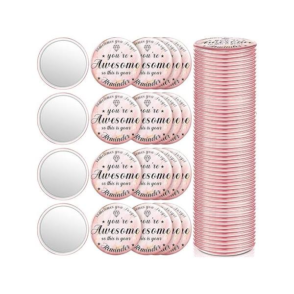 2.76 Inch 36 Pcs Inspirational Compact Mirror Bulk Gifts for Women Mini Pocket Small Employee Round Makeup ‌Christmas Galentines Mothers Coworker Nurse Friends