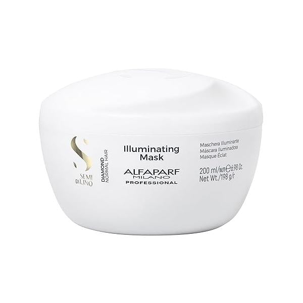 Alfaparf Milano Semi Di Lino Diamond Illuminating Hair Mask - Color Safe Deep Conditioner for Treated Adds Shine and Body Sulfate, Paraben Paraffin Free Professional Salon Quality