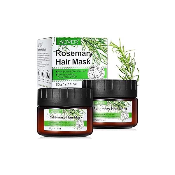 Organics Rosemary Hair Masque, Treatment Oil, Repairs Damage Root, Essential Oil & Biotin Deep Treatment, Conditioner Suitable for Dry Damaged Hair-60g
