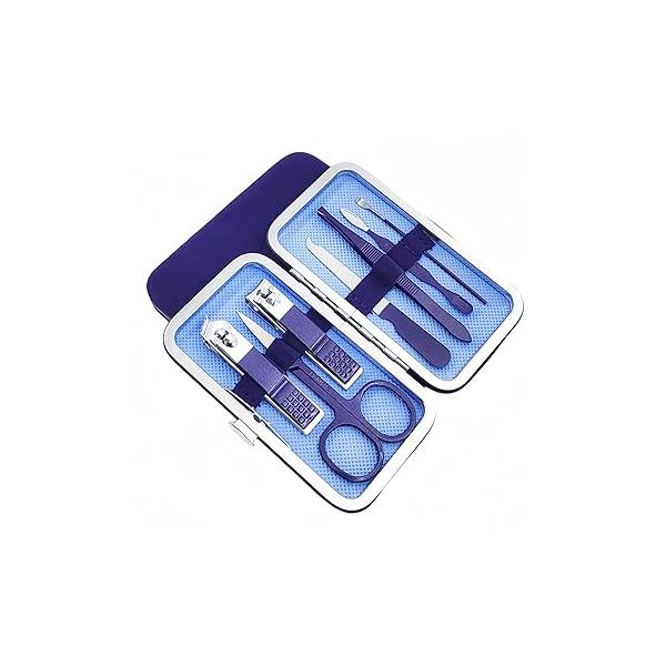 7pcs Manicure set, Nail Clippers Kit, Stainless Steel Clipping Tools Portable Travel Grooming The Best Gift with Luxurious Case (Black-7)