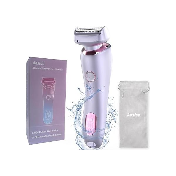 Electric Shaver for Women Legs, Lady Razors Hair Removal Waterproof Wet or Dry Underarm Arm Bikini Private Area Pubic Hair, Portable Painless Ladies Body Trimmer Remover (Purple