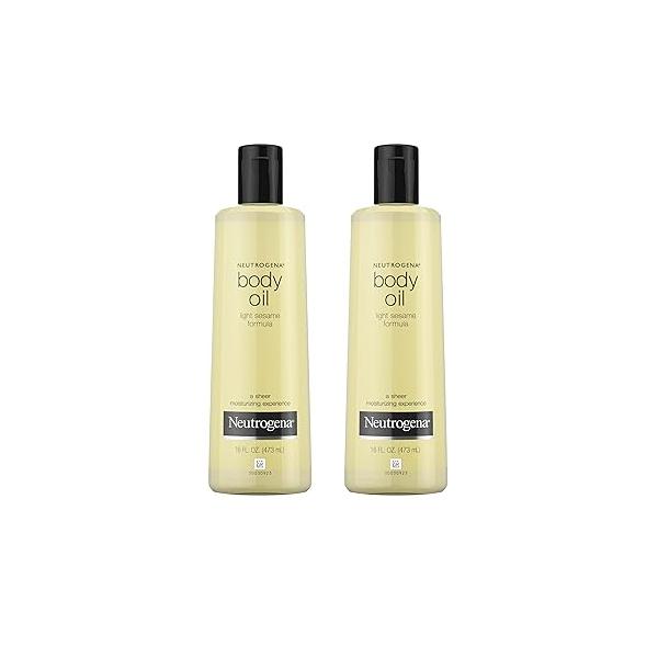 Neutrogena Body Oil Light Sesame Formula, Twin Pack of 16 fl oz, Radiant Glow Moisturizer for Dry Skin, Bath & Shower For Smooth and Hydrated Skin