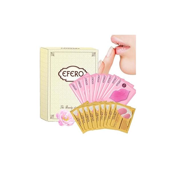 MEICOLY Moisturizing Lip Masks Crystal Collagen Eye Mask Gel Anti-Aging Patches Dark Circle Remover 18 Packs with Box