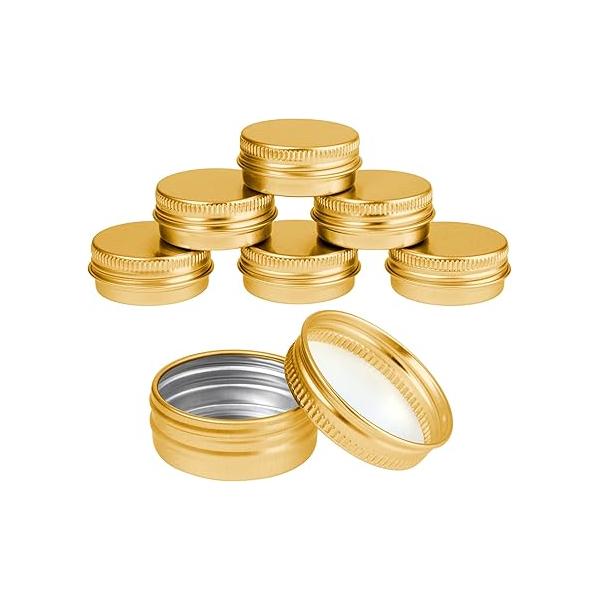 6 Pack 0.5 oz Metal Round Aluminum Tin Jar Containers with Screw Lid Leak Mini Proof Refillable Bottle Salve Tins Lip Balm Lotion Spice Cream Box for Cosmetic (Rosegold)