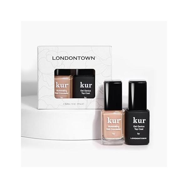 LONDONTOWN kur Nail Conceal & Go Duo Set, Includes Illuminating Concealer Gel Genius Top Coat, 2 Piece 0.4 Fl Oz