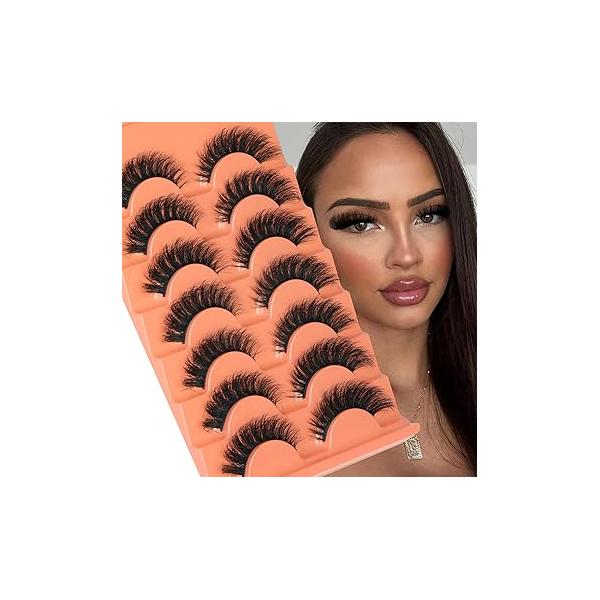 Natural False Eyelashes Wispy Lashes 17mm that Look Like Lash Extensions 7 Pairs Volume Eye Multipack by Focipeysa