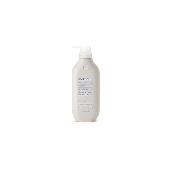 Method Body Lotion, Simply Nourish, Coconut, Rice Milk + Shea Butter notes, 24 Hours of Moisture 14 oz
