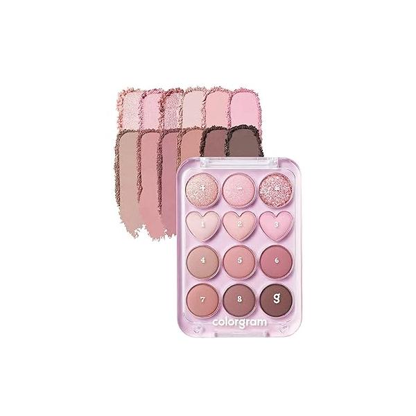 COLORGRAM Pin Point Eyeshadow Palette 03 Pink+Lavender | Ultra-Blendable Matte, Glitter, Shimmer Shades for Daily Makeup K-Beauty Eye with Easy-to-Use Calculator Design