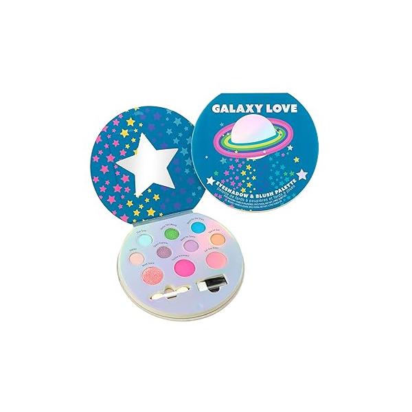 Cool Glisten & Glitter Makeup Palette 10 Color Eyeshadow Blush Novelty Beauty Set, Fold Out Compact with Mirror, Cute Gifts - Washable, Non-Toxic