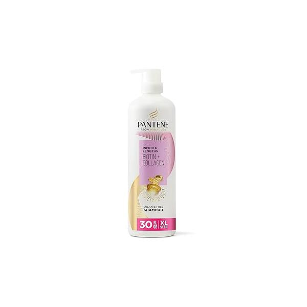 Pantene Infinite Lengths Shampoo, Sulfate Free with Biotin + Collagen, Strengthens Brittle Hair, Up to 90% Less Breakage, Safe for Color Treated Pro-V Miracles, Floral Scent, 30 Fl Oz