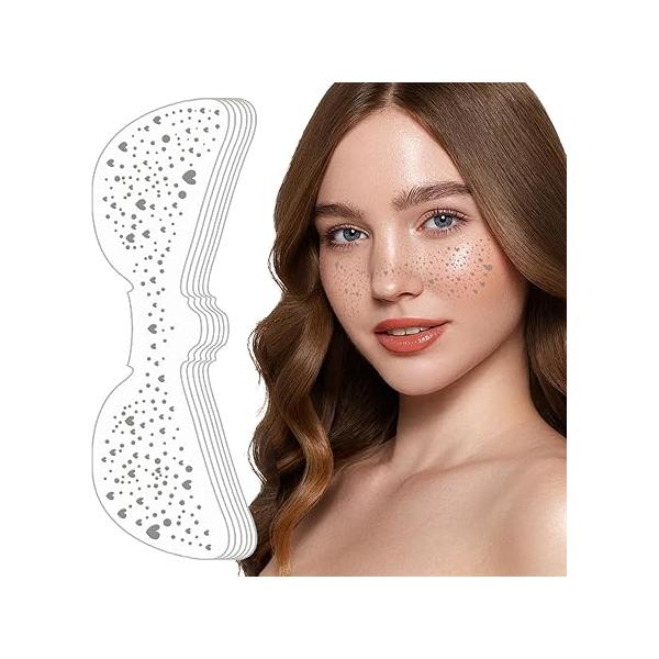 Face Makeup Patche, Freckle Stickers, Glitter Freckles Tattoo, Easy to Stick, Waterproof Long Lasting Party Stickers for Women - 6 Set (Gold)