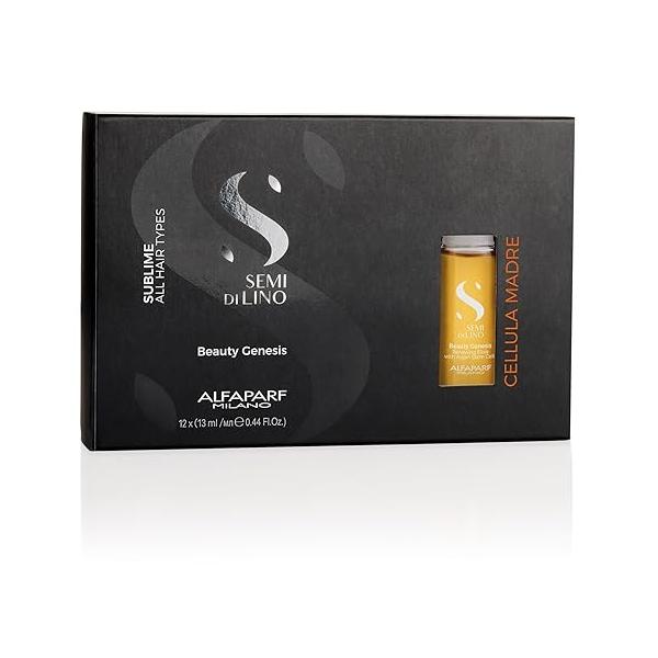Alfaparf Milano Semi di Lino Sublime Cellula Madre Beauty Genesis Vials - Argan Ampoules for Radiant and Healthy Hair Protects Color Adds Shine (12 / 0.44 fl. oz. each)