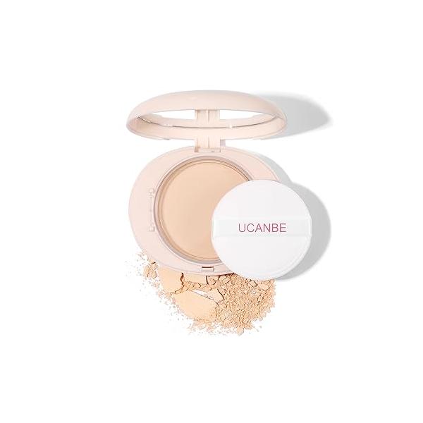 UCANBE 2-in-1 Pressed Face Powder & Foundation Makeup, Matte Oil Control Flawless Setting Powder, Korean Makeup,Waterproof Long Lasting Finishing (Fair)