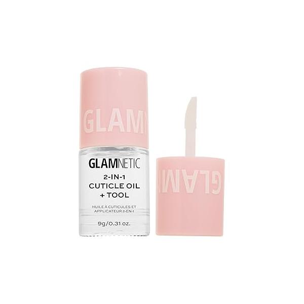 Glamnetic 2-in-1 Cuticle Oil | Nourishing Serum & Pusher For Healthy Nails Overnight, Hyaluronic Acid Botanical Oils - 0.31 Oz