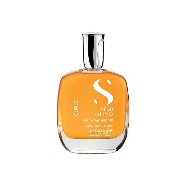 Alfaparf Milano Semi Di Lino Curls Multi-Benefit Hair Oil - Curl Definer, Humidity Shield & Strengthening for Curly Redefines Shine Healthy, Vegan Care (3.38 oz)
