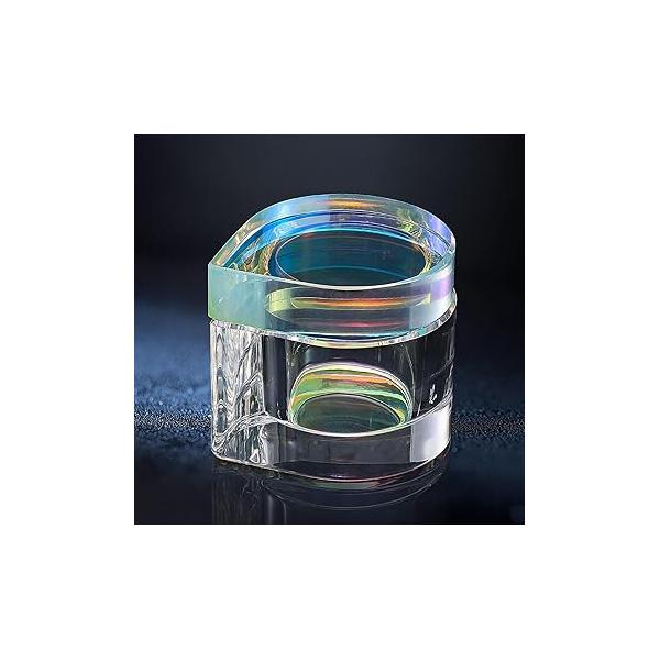 Udefineit Nails Tips Art Dappen Dish with Lid, Heavy Duty Crystal Glass Liquid Powder Monomer Cup, Dazzling Colorized Glaze Nail Brush Washing Container for Professional & Home Use