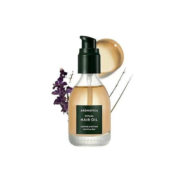 AROMATICA Ritual Jasmine & Vetiver Hair Oil 50ml / 1.6 fl. oz - Nourishing Silicone-Free for Damaged frizzy with Pure Fragrance