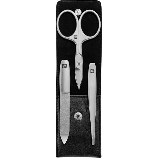 ZWILLING Beauty TWINOX 4-pc Manicure Nail Set with Black Leather Case, Pedicure Care for Hands and Feet, Travel Size