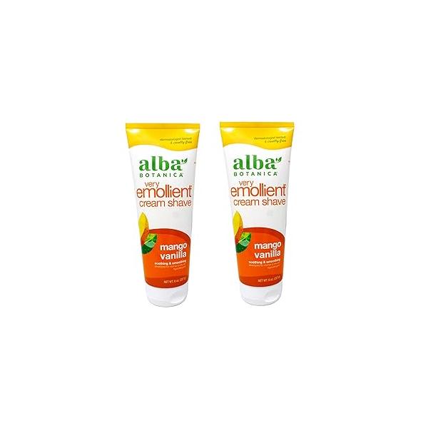 ALBA BOTANICA Cream Shave,Mango Vanilla, 8 OZ (Pack of 2)