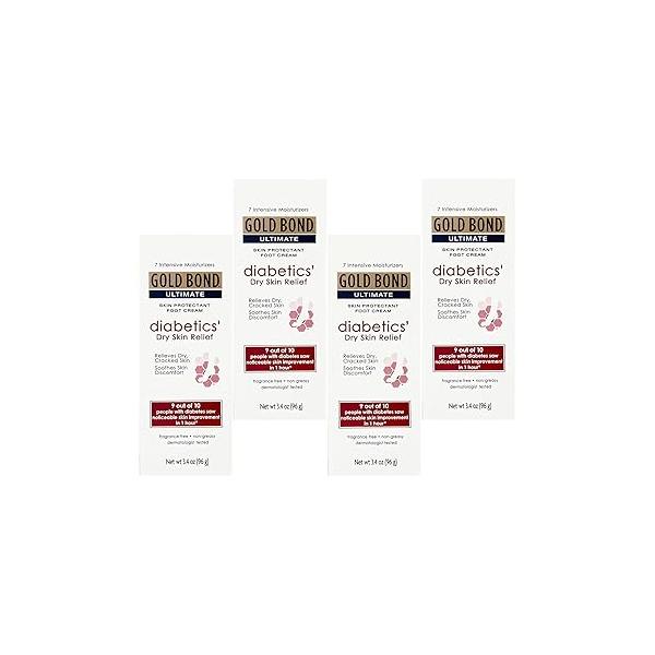 Gold Bond Diabetic Dry Skin Relief Foot Cream, 3.4 oz (4 Pack)
