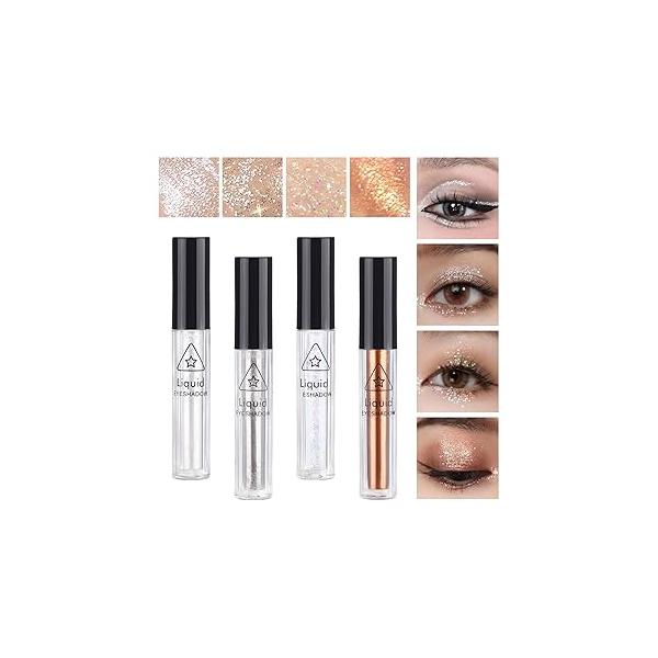 6Pcs Liquid Glitter Eyeshadow Eyeliner, Korean Makeup, Bling Under Eye Shadow, Shimmer Make Up Valentine's Gift Set,Long Lasting,Quick Drying & Pigmented Loose Glue for Crystals Makeup