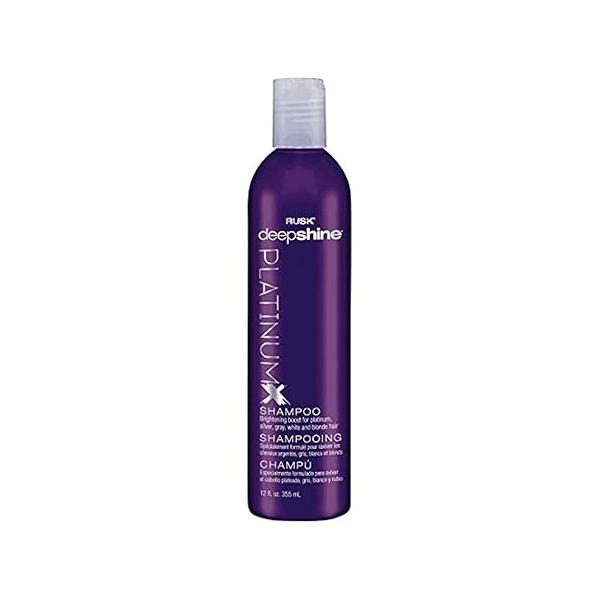 RUSK Deepshine PlatinumX Shampoo, Gentle Cleansing, Brightening Color Boost for Platinum, Silver, Gray, White, and Blonde Hair, 12 oz