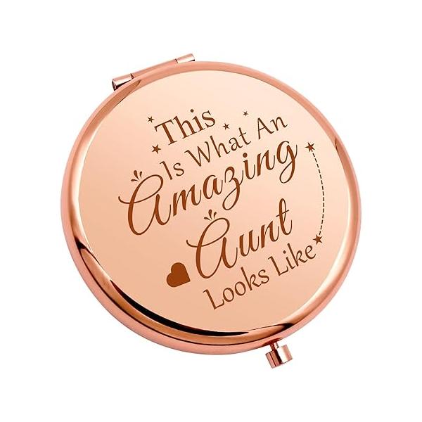 Auntie Gifts from Niece Nephew Aunt Compact Mirror for Women Birthday Presents and Appreciation Retirement Thank You Travel Folding Makeup
