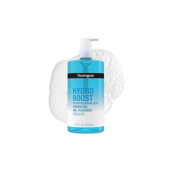 Neutrogena Hydro Boost Fragrance Free Face Wash, Hydrating Gel Facial Cleanser with Hyaluronic Acid, Daily Foaming Wash & Makeup Remover, 16 fl. oz