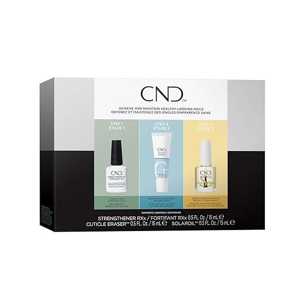 CND™ CARE.CONDITION.COAT™ KIT - Nail Strengthener, Cuticle Cream & Oil - Strengthener RXx, Eraser SolarOil 3-Piece Treatment