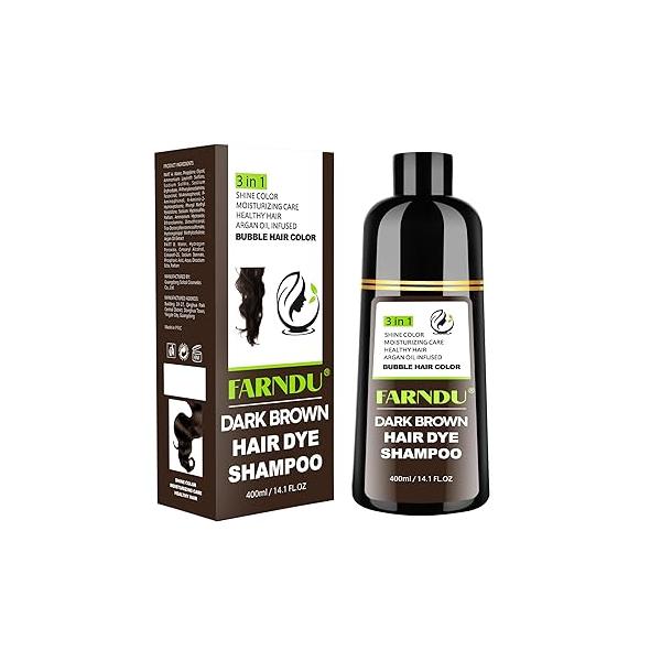 Black Hair Dye Shampoo for Women & Men, Gray Coverage Herbal Natural 3 in 1 Color Shampoo, Champu para canas