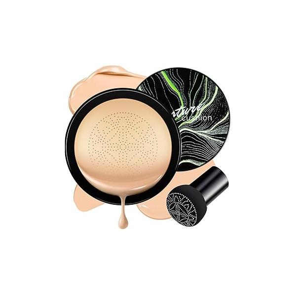 Air Cushion CC Cream Foundation - Mushroom Head BB Face Makeup Moisturizing Concealer Brighten Long-Lasting, Even Skin Tone for All Types (Medium Deep, 1 PCS)