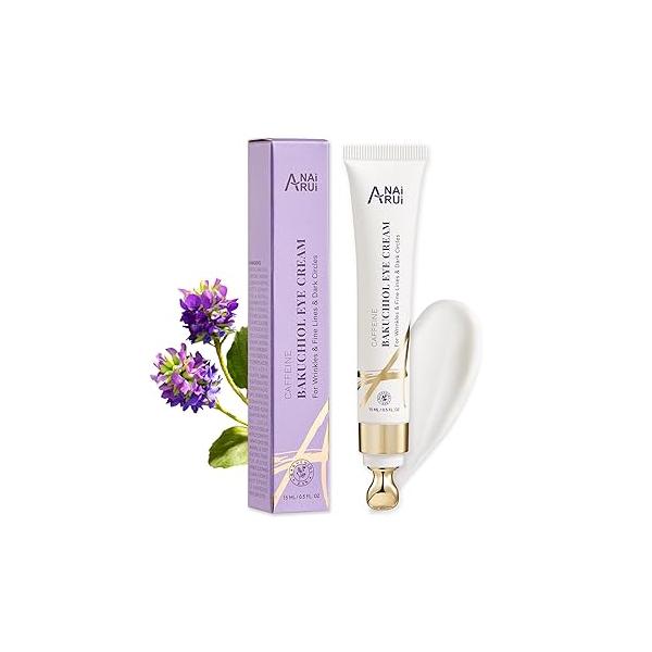 ANAI RUI Caffeine Bakuchiol Firming Eye Cream, Retinol & Peptide Cream for Dark Circles, Puffiness, Wrinkles, Alternative Moisturizer Under-Eye Skin Repair 0.5 FL OZ