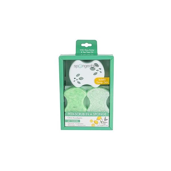 Spongeables Pedi Scrub 40+ Washes with case, Citron Eucalyptus