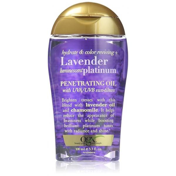 OGX Hydrate & Color Reviving + Luminescent Platinum Penetrating Oil, Lavender 3.3 Fl Oz
