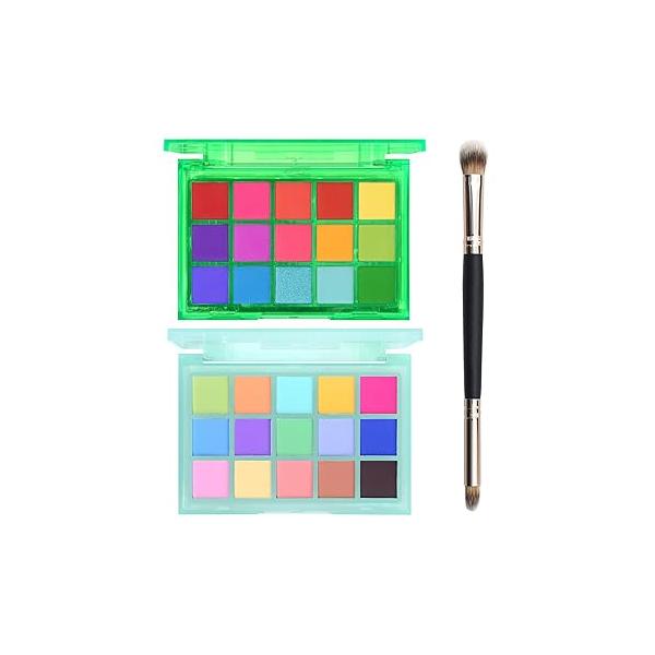 UCANBE Red Eyeshadow Makeup Palette, 15 Colors Burgunry Gray Silver Shimmer Matte Glitter Metallic Eye Shadow Pallet, Pigmented Make Up Kit for Halloween Parties Christmas Joker Vampire Clown