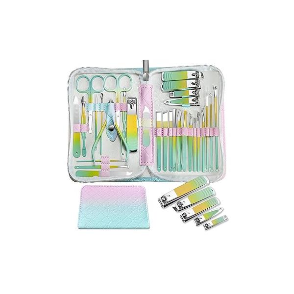 Manicure kit Personal Care Mens Grooming Kit, 30 in 1 Professional Nails Kit Pedicure Nail Clippers for Men and Beauty Tool Portable Set, with Luxurious Travel Case (Black)