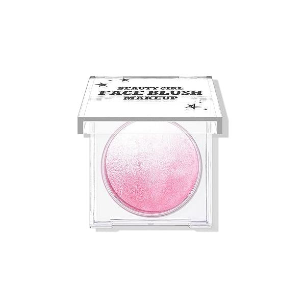 KYDA Pink Baked Blush, Glow Powder for Blush and Highlighter, High Glossy Finish, Lightweight Blendable Shimmer Blusher, Multiuse Powder, 0.53 oz