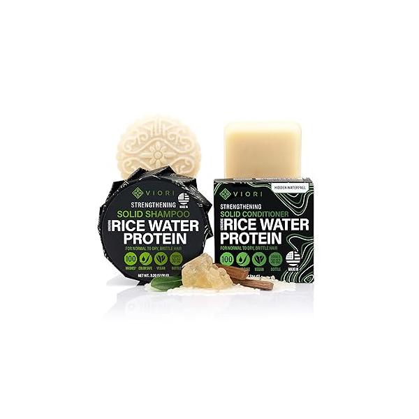 Viori Hidden Waterfall Shampoo and Conditioner Bar Set Made with Rice Water - Handcrafted Sulfate Free