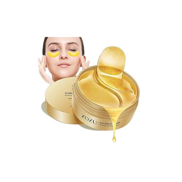 24K Gold Eye Masks, Crystal Collagen Patches for Puffy Eyes, Reducing Fine Lines, Effectively Moisturizing Mask Dark Circles and Puffiness Wrinkle Bags