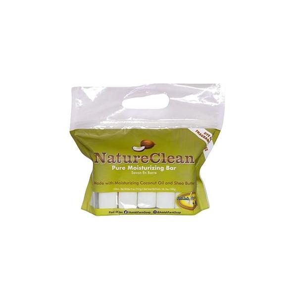 Amish Farms Pure Moisturizing Fragrance Free Bars with Coconut Oil & Shea Butter for Sensitive Skin - Made in USA | Women Mens Face Body Bar Shower NatureClean 5oz Ea (5 Bars)